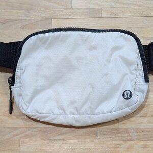 Lululemon White Belt Bag Crossbody Bag With Black Strap